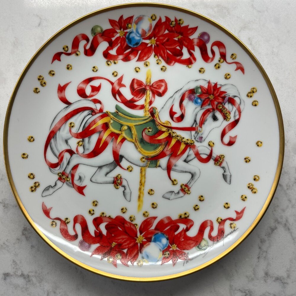 Vintage 1991 "Christmas Steed" Limited Edition Plate by the Franklin Mint